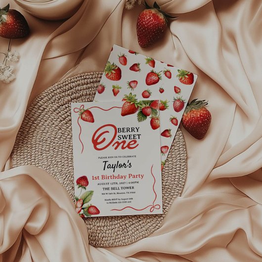 1er anniversaire Invitation fraise