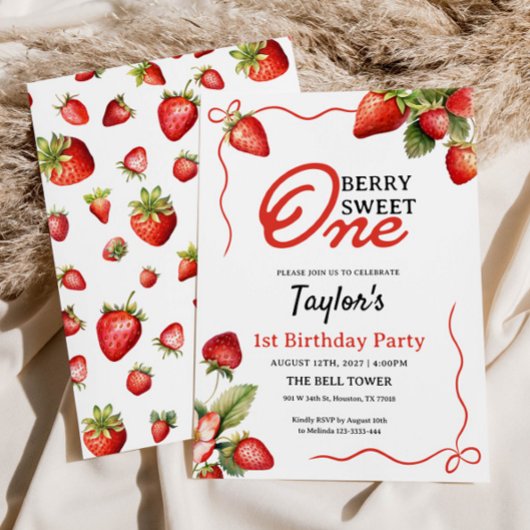 1er anniversaire Invitation fraise