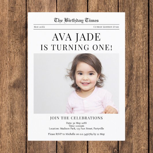 1er anniversaire Invitation Journal