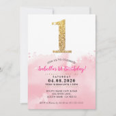 1ER ANNIVERSAIRE INVITATION or moderne parties sci (Devant)