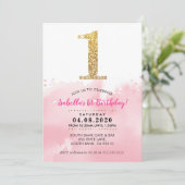 1ER ANNIVERSAIRE INVITATION or moderne parties sci (Debout devant)