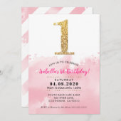 1ER ANNIVERSAIRE INVITATION or moderne parties sci (Devant / Derrière)