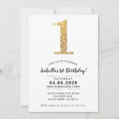 1ER ANNIVERSAIRE INVITATION parties scintillant or (Devant)