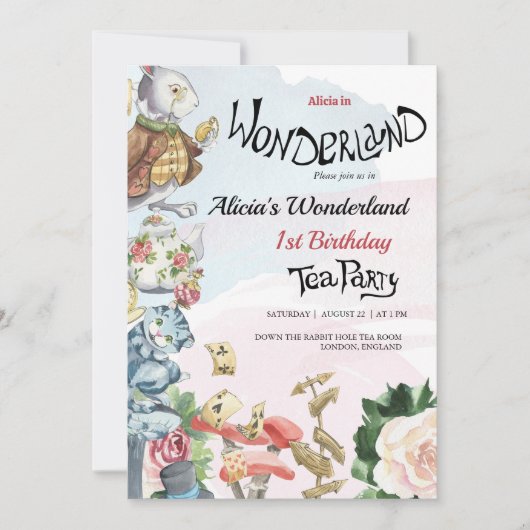 1er anniversaire Invitation | Tea Party (Devant)