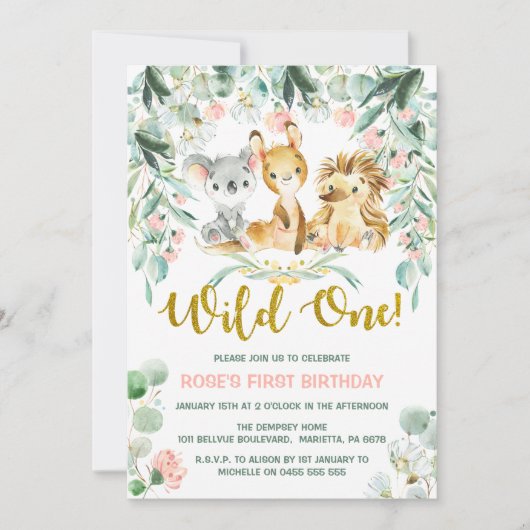 1er anniversaire Invitations | Bébés de la Jungle  (Devant)