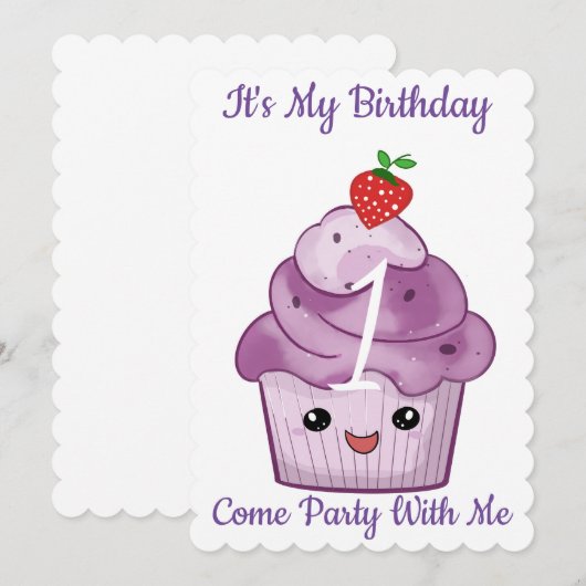 1er anniversaire Invitations de fête (Devant / Derrière)