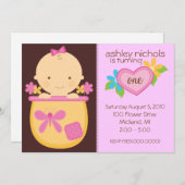 1er anniversaire Invitations de fête (pour une fil (Devant / Derrière)