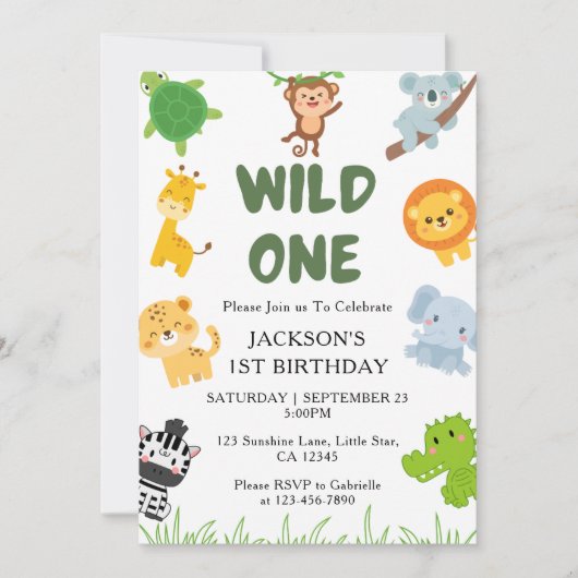 1er anniversaire invitations enfants fantaisie sau (Devant)