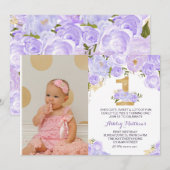 1ER anniversaire lavande PREMIER Floral Invitation (Devant / Derrière)