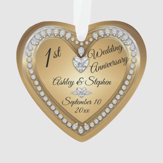 1er anniversaire Mariage Gold Diamonds Keepsaké (dos)