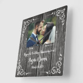 1er anniversaire Mariage Horloge en bois ornementa (Angle)