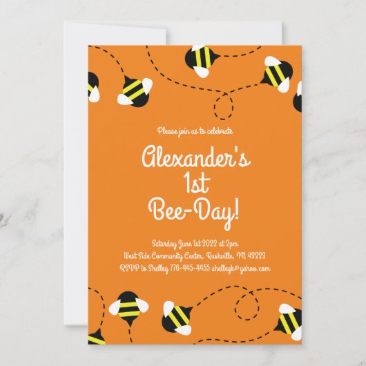 1er anniversaire Mod Bee Day Invitations (Devant)