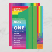 1er anniversaire Mod Rainbow Invitations (Devant / Derrière)