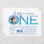 1er anniversaire Ombre aquarelle une invitation ph (Devant / Derrière)