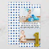 1er anniversaire personnalisé Carte de remerciemen (Devant / Derrière)