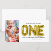 1er anniversaire personnalisé Carte de remerciemen (Devant / Derrière)