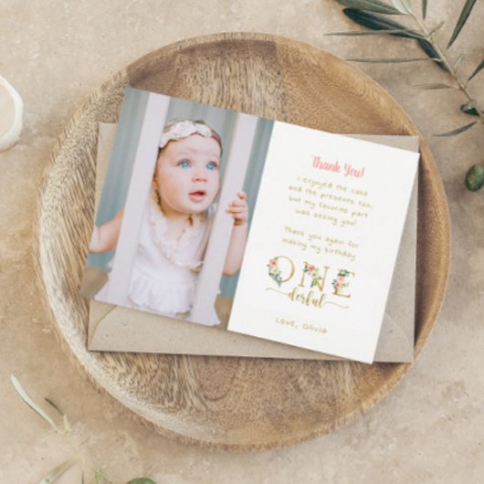 1er Anniversaire photo Merci Cartes