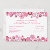 1er anniversaire Pink Party Invitation Carte photo (Dos)