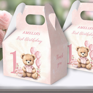 1er Anniversaire Pink Teddy Bear Numéro Ballotins