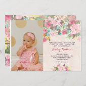 1ER anniversaire PREMIÈRE BELLE Invitation Florale (Devant / Derrière)