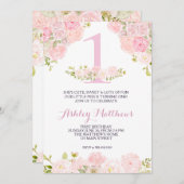 1ER anniversaire PREMIÈRE BELLE Invitation Florale (Devant / Derrière)