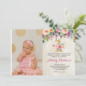 1ER anniversaire PREMIÈRE BELLE Invitation Florale (Debout devant)