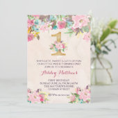 1ER anniversaire PREMIÈRE BELLE Invitation Florale (Debout devant)