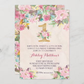 1ER anniversaire PREMIÈRE BELLE Invitation Florale (Devant / Derrière)