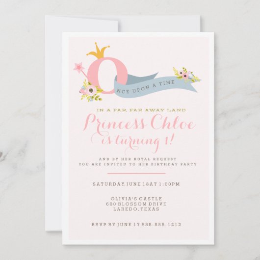 1er anniversaire Princess Party Invitation (Devant)
