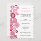 1er anniversaire rose Numéro 1 Invitation personna (Dos)