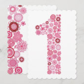 1er anniversaire rose Numéro 1 Invitation personna (Devant / Derrière)