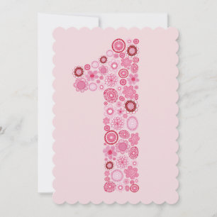 1er anniversaire rose Numéro 1 Invitation personna