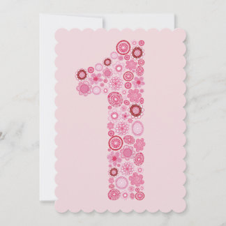 1er anniversaire rose Numéro 1 Invitation personna