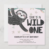 1er anniversaire Sloth Birthday Invitation (Devant)