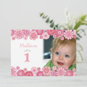 1er anniversaire Soft Pink Party Invitation Carte  (Debout devant)