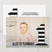 1er Anniversaire Stripes Numéro Un Invitation Phot (Devant / Derrière)
