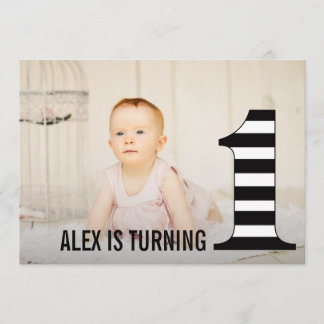 1er Anniversaire Stripes Numéro Un Invitation Phot