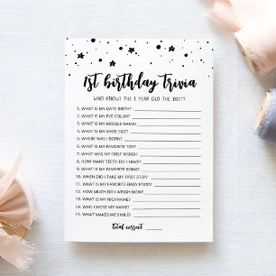 1er anniversaire Trivia éditable jeu Carte