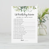 1er anniversaire Trivia éditable jeu Carte (Debout devant)