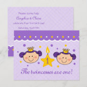 1er anniversaire Twincess Invitation Carte postale (Devant / Derrière)