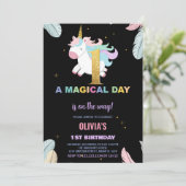 1er anniversaire Unicorn Anniversaire Invitations (Debout devant)