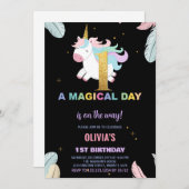 1er anniversaire Unicorn Anniversaire Invitations (Devant / Derrière)