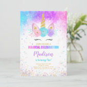 1er anniversaire Unicorn Party Invitation (Debout devant)