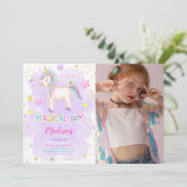 1er anniversaire Unicorn Photo Invitation (Debout devant)
