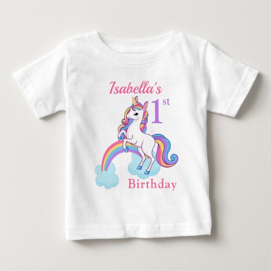 1er Anniversaire Unicorne T-shirt bébé personnalis (Devant)