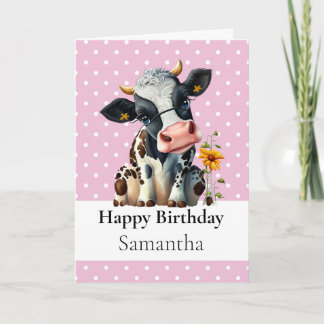 1er ANNIVERSAIRE VACHE Laitière CARTE Fille