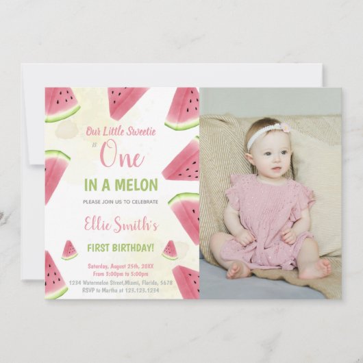 1er anniversaire Watermelon Invitations d'annivers (Devant)