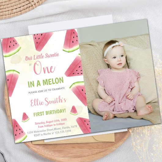1er anniversaire Watermelon Invitations d'annivers
