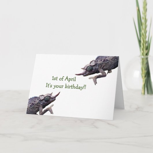 1er avril carte d'anniversaire par le caméléon (Devant)