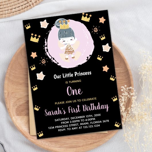 1er Black Our Little Princess Invitations d'annive